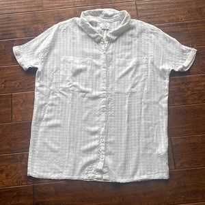 Rvca windowpane print rayon button down with 2 chest pockets and cuff sleeves